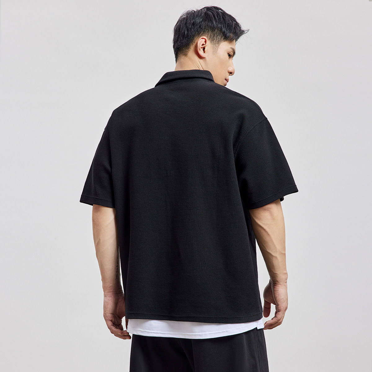 BD健美站夏季美式翻领运动t恤男简约重磅华夫格短袖polo衫男宽松,淘宝优惠券,粉丝福利购,淘宝优惠卷