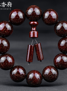 沧桑风鸡血红小叶紫檀手串