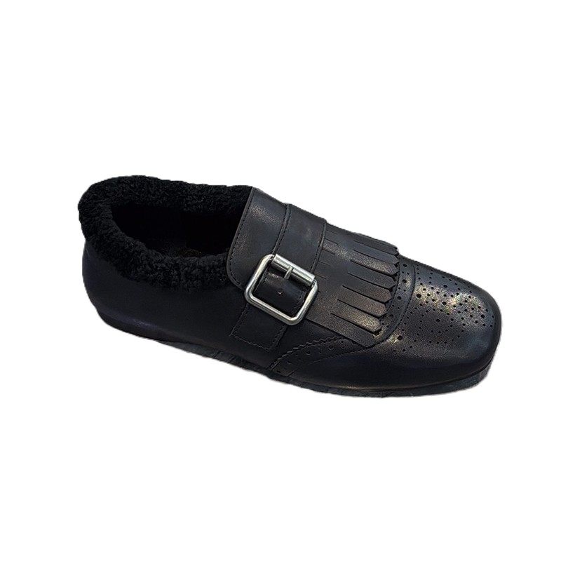 真皮方头加绒英伦小皮鞋女2025冬新款复古流苏布洛克鞋雕花单鞋潮,淘宝优惠券,粉丝福利购,淘宝优惠卷