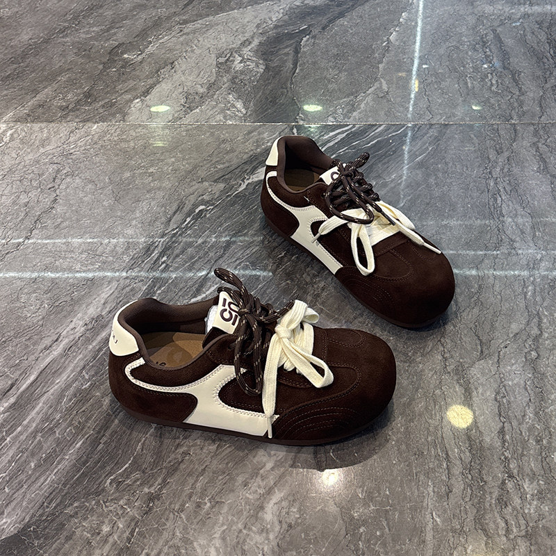 小众双色带~真皮内增高丑萌德训鞋女2025秋款复古拼色休闲阿甘鞋,淘宝优惠券,粉丝福利购,淘宝优惠卷