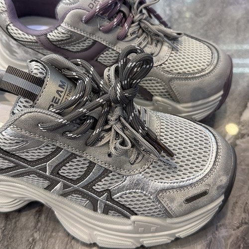 双色带~复古做旧擦色休闲老爹鞋女2026春款小个子轻便增高运动鞋 - 图2