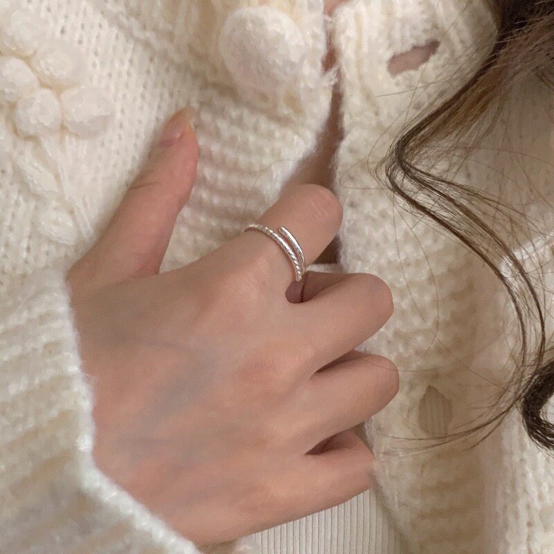 S925 sterling silver thin version cross ring women's niche design open index finger ring simple Korean hand jewelry gift