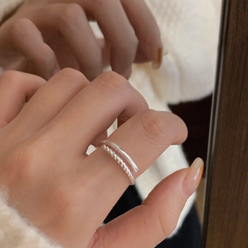 S925 sterling silver thin version cross ring women's niche design open index finger ring simple Korean hand jewelry gift
