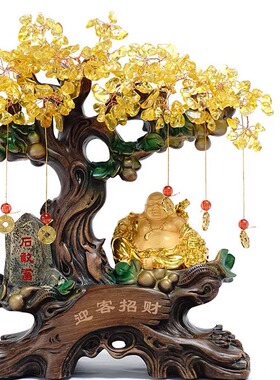 迎客招财 水晶树招财摆件开业乔迁新居礼物家居办公客厅陈设