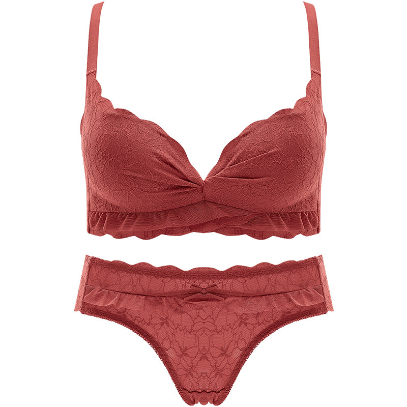 本命年红色内衣女套装乳胶聚拢新娘 芬格美文胸