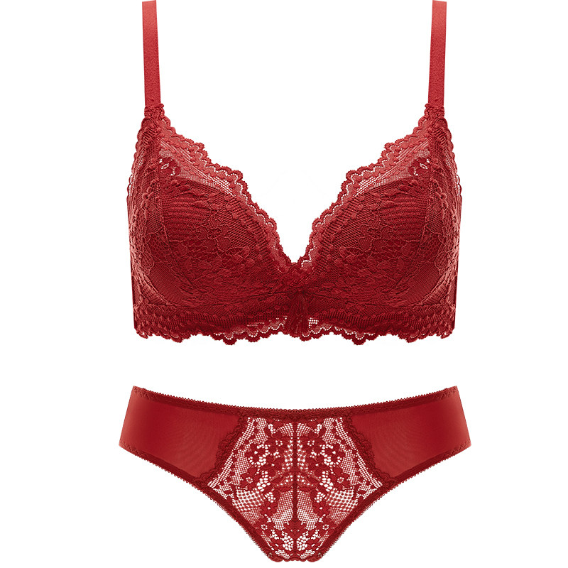 红色内衣套装本命年女小胸文胸罩 芬格美文胸