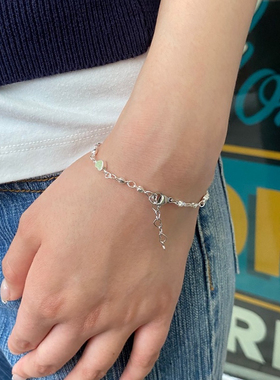 bm手链银色爱心链条桃心饰品女