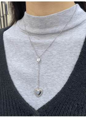 新款流苏爱心项链百搭叠戴