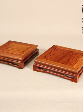 工艺品石头茶壶佛像玉器铜器实木摆件底座方形佛像座托花盆木托架