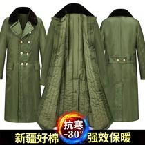 Men Thickening Army Green Cotton Big Coat Riding Windproof Short winter lengthen over kneecap and middle aged anti-chill suit