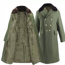 Winter cotton coat with velvet thickened long style over kneecap green cotton padded jacket Northeastern Cold Cuts anti-chilling cotton clothes in old age