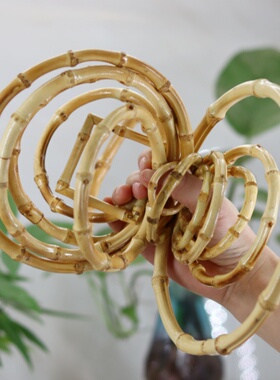 天然竹根圆圈手柄 竹手提竹节手挽 手工DIY竹提手 包袋配件复古圈