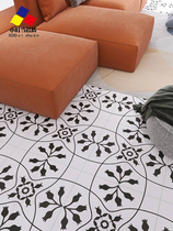 Fa-style retro black and white small flower brick bathroom Kitchen Toilet Apron Edge Parquet floor Balcony Aisle Genguan Tile