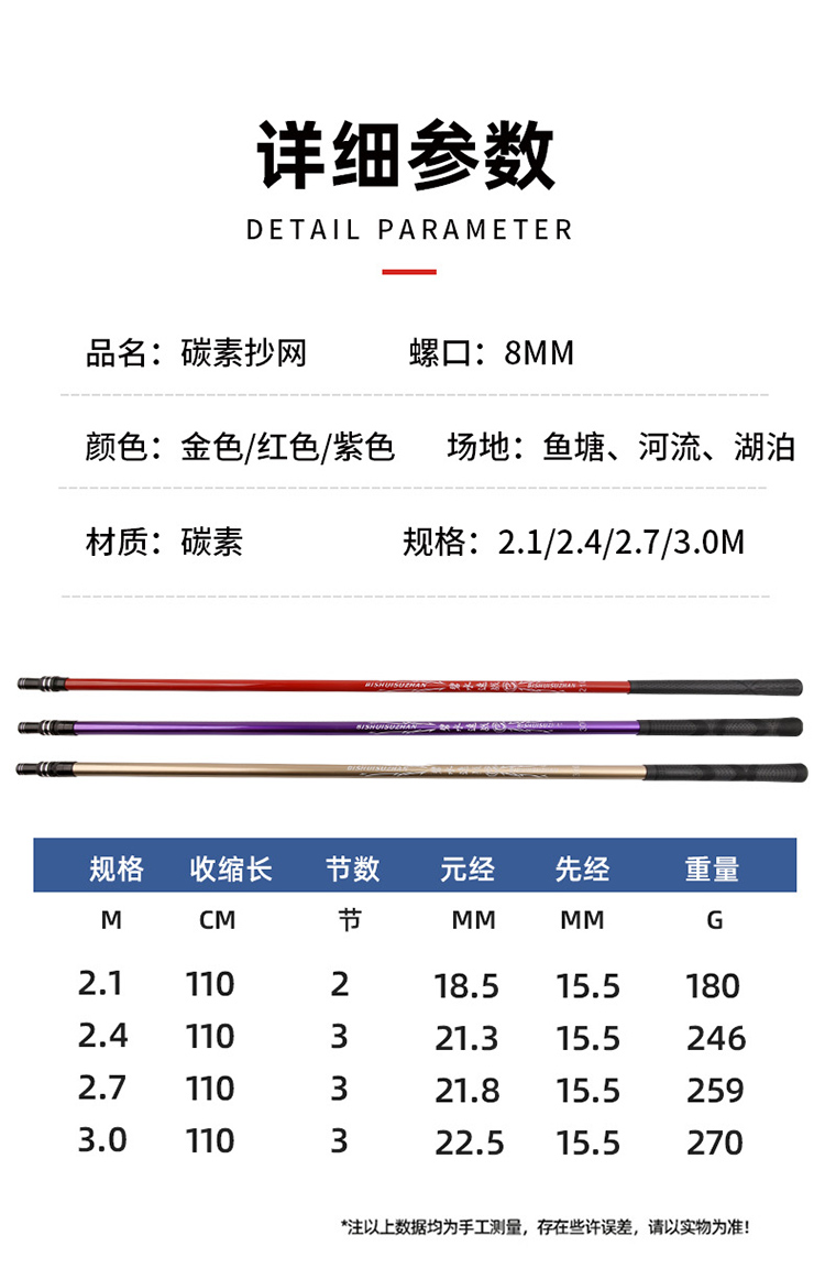 碳素抄网超轻超硬抄网竿套装大物伸缩鱼网抄网杆钓鱼网兜网头全套