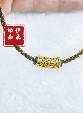 金色大孔饕餮纹弯管黑金diy饰品配件黄铜手链手串配饰