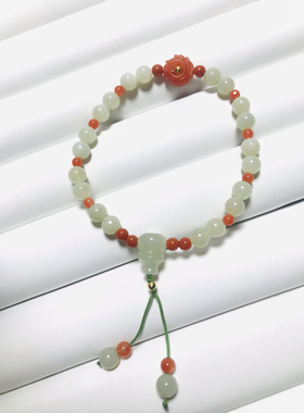 天然南红玛瑙手链女款手串冰晴水6mm珠配三通佛头