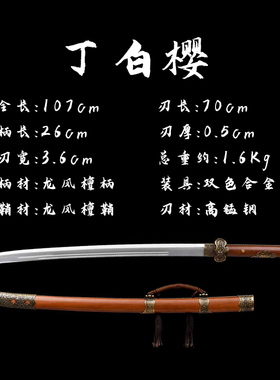 龙泉刀剑高锰钢一体锻造长款