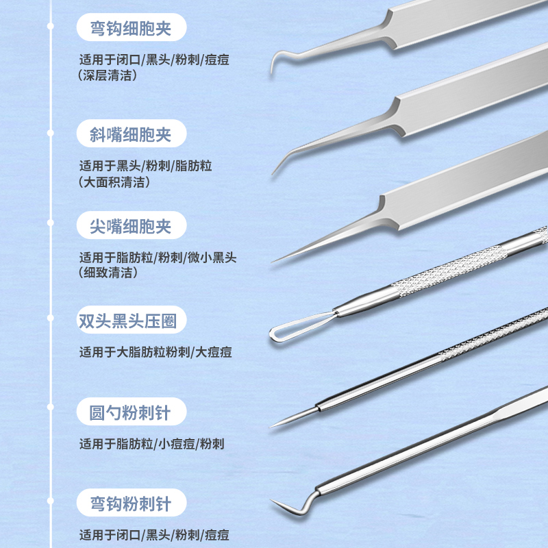 RAFFINI超尖粉刺针套装细胞夹黑头镊子神器闭口刮挑挤痘祛痘工具