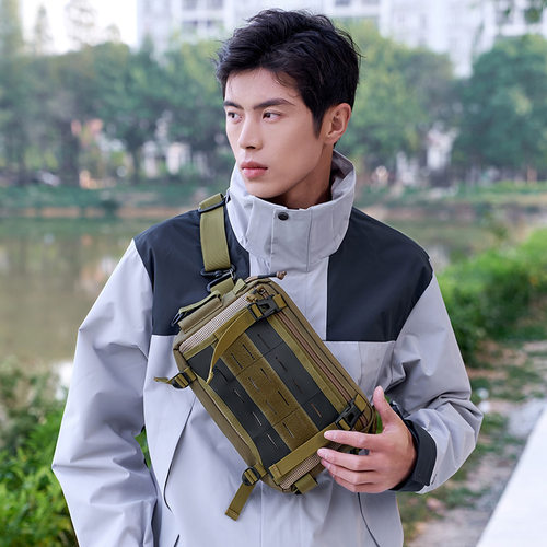 户外出行男士单肩斜挎包军迷战术胸包便携轻便放手机ipad平板腰包 - 图0