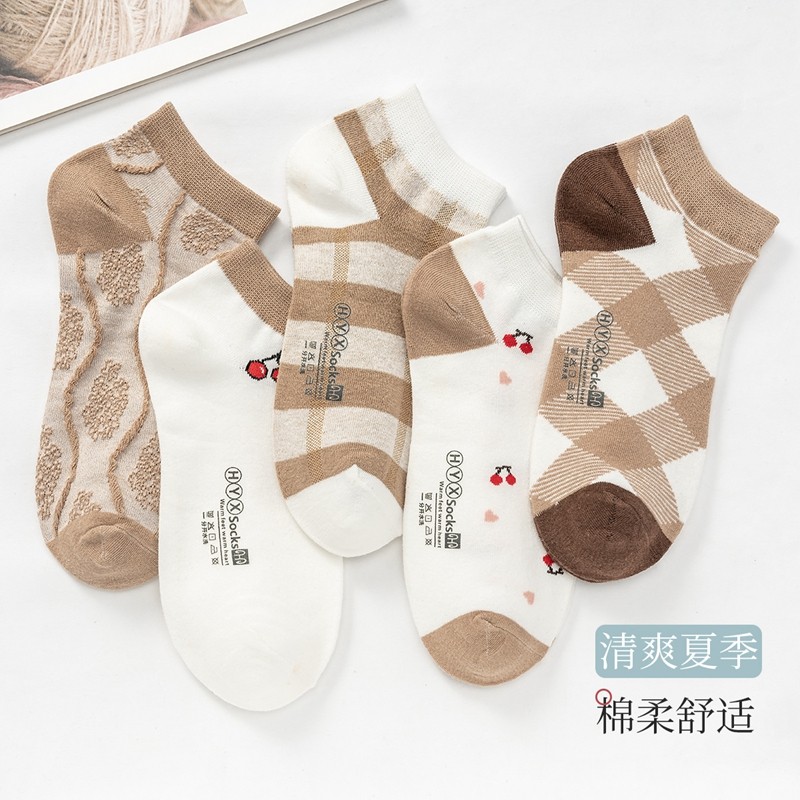 恒源祥休闲舒适透气春秋低帮女短袜 恒源祥西米露船袜