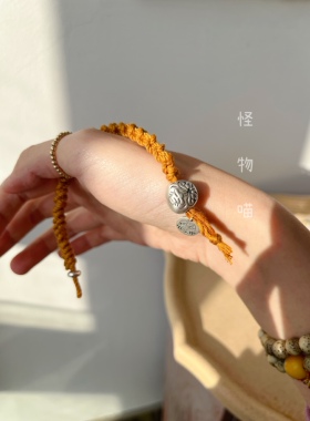 怪物原创藏式招福达摩手绳纯银