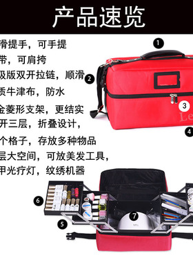 专业化妆箱美甲收纳三层大容量
