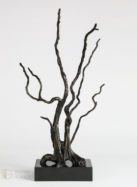 环球悦生活软装设计树枝远古图腾雕塑样板间会所客厅现代简约摆件