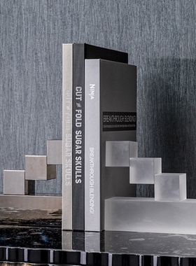 环球悦生活家居轻奢现代样板间书房桌上大理石创意书档书立架摆件