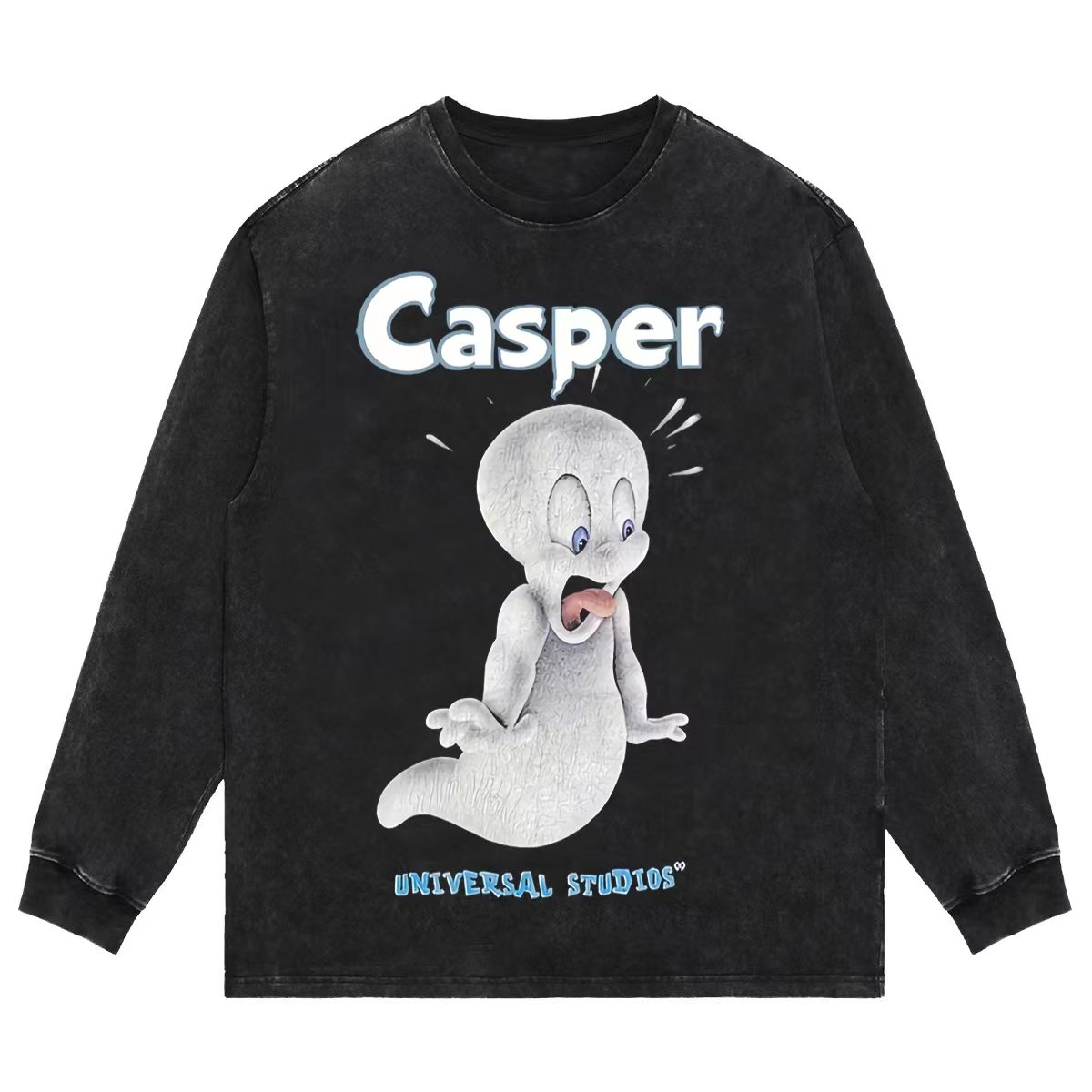 Vintage tee Casper 鬼马小精灵美式复古水洗做旧长短袖t恤卫衣 - 图0