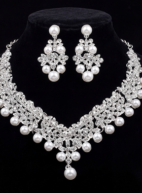 轻奢闪钻珍珠新娘宴会锁骨链