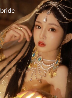 波西米亚新娘头饰眉心链吊坠额饰