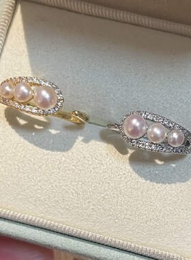 渐变水滴戒指天然高品质淡水珍珠 素雅清新精致金银两色时尚涵养