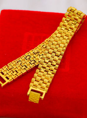 越南沙金手链男士正品霸气老板链潮流镀金色手链久不掉色奢华首饰