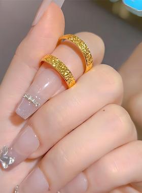 仿黄金饰品cnc碎冰冰戒指女小众感指环薄款真金电镀首饰配饰