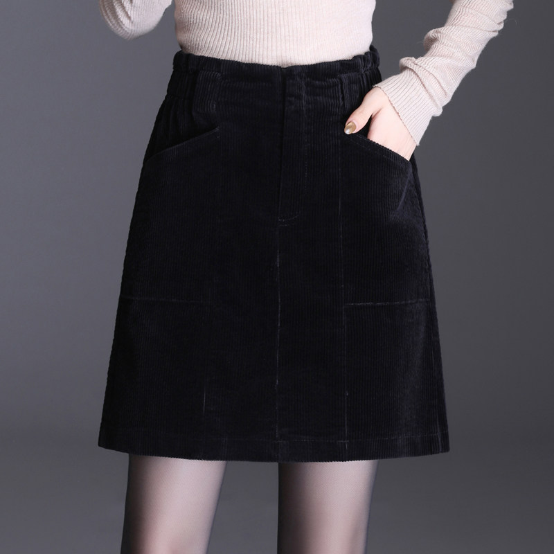 灯芯绒秋冬2020新款条绒显瘦半身裙 安泽蕊半身裙