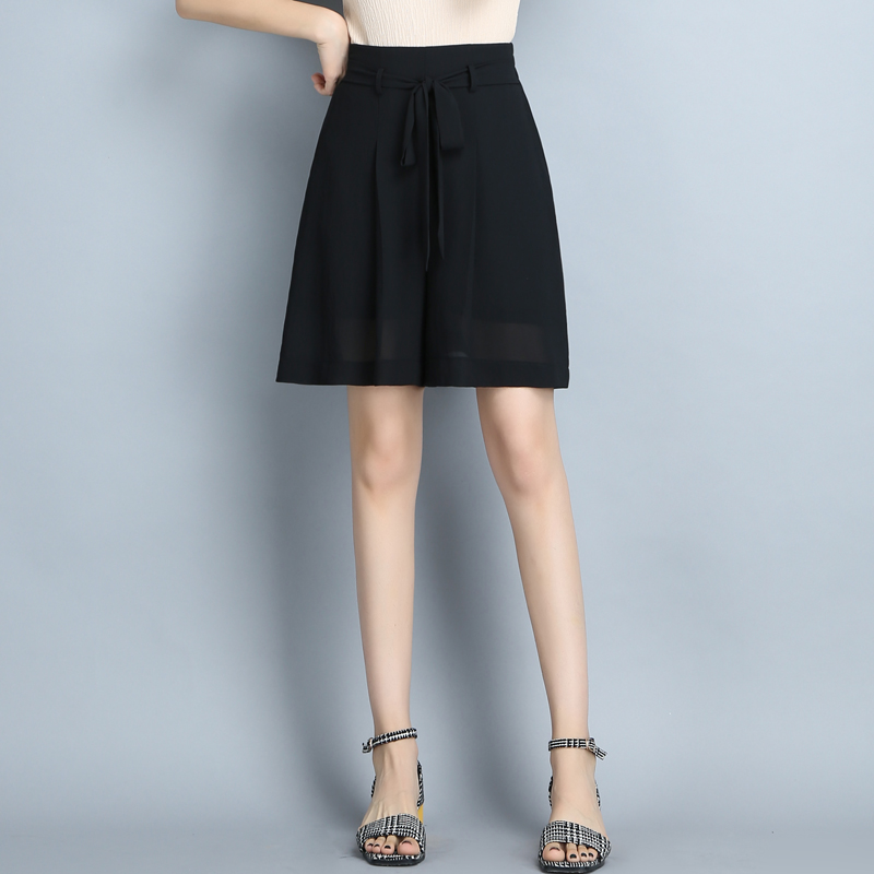 五分裤女夏宽松显瘦坠感雪纺裙裤 安泽蕊休闲裤