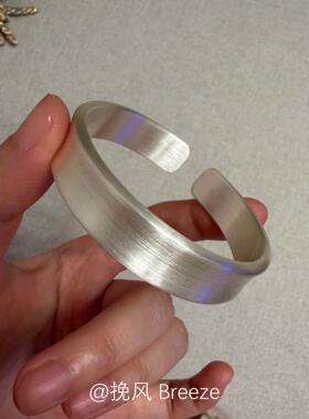 银色磨砂拉丝素圈手镯气质百搭