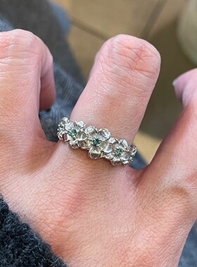 银色拉丝花朵戒指女2026新款爆款