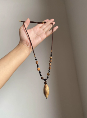 新中式串珠木质长款毛衣链女配饰