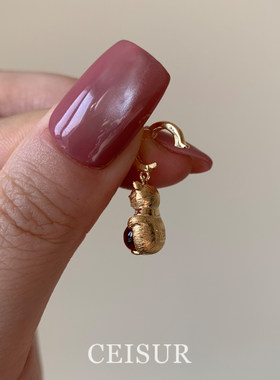 红色石榴石猫咪项链本命年新年