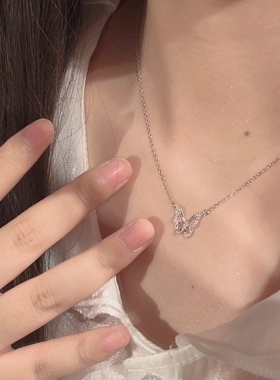 925银蝴蝶项链女锁骨链轻奢小众