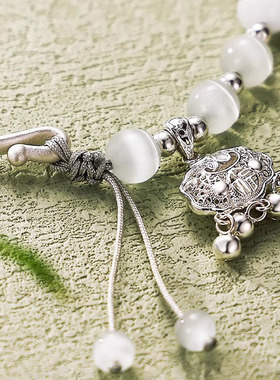 新中式平安锁猫眼石手链夏季新款