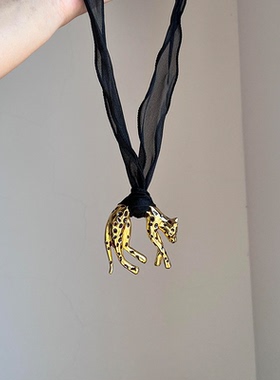 黑金钱豹子项链女配饰独特百搭