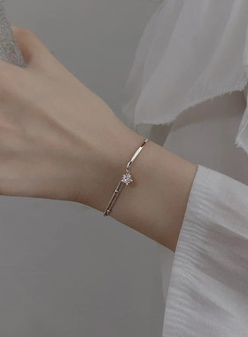 925银双层星星手链女生轻奢小众