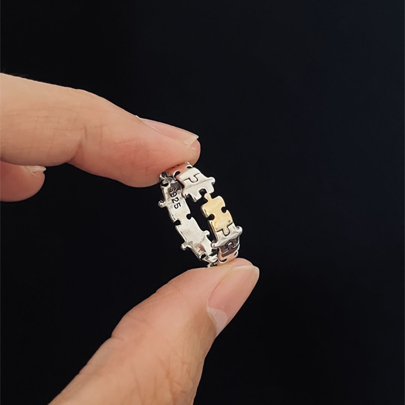 Silver fragment puzzle ring for women with high-end sense