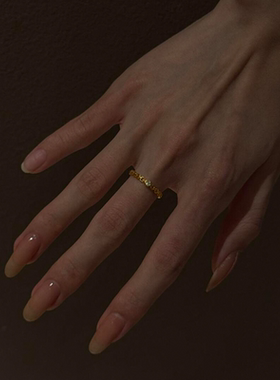 极细仿闪钻链条戒指女小众设计款