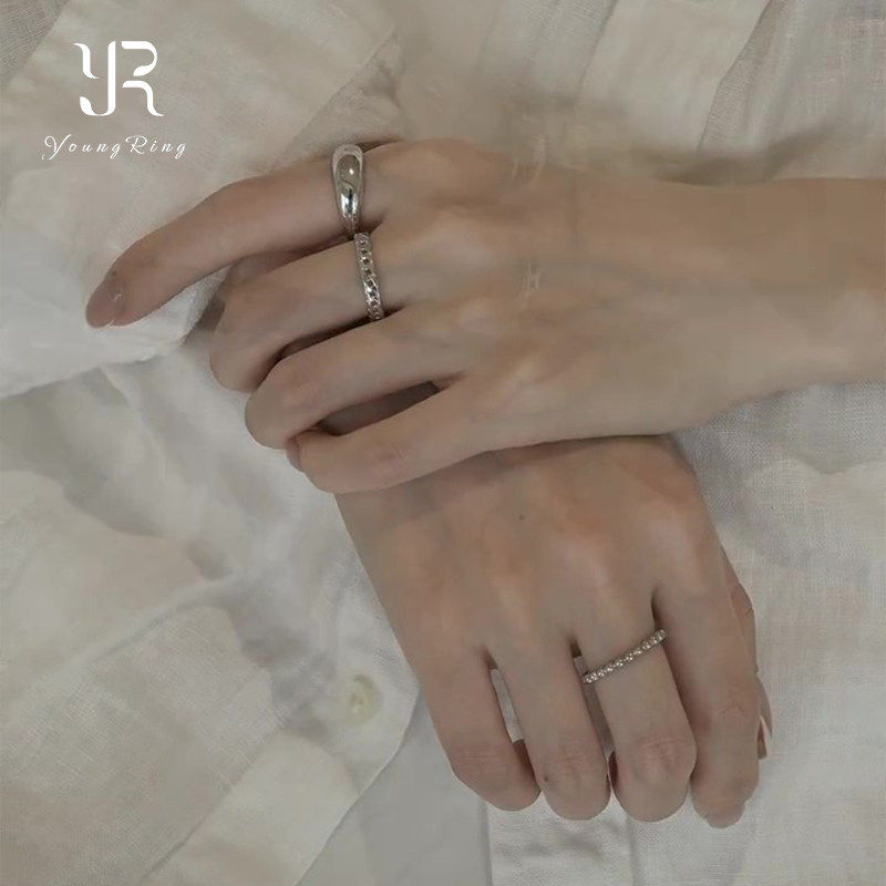 Silver narrow edge plain small round bead ring 2026 new style