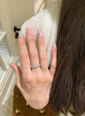 银色拉丝雏菊戒指女小众食指戒