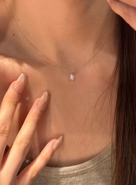s925纯银极细水滴项链女款
