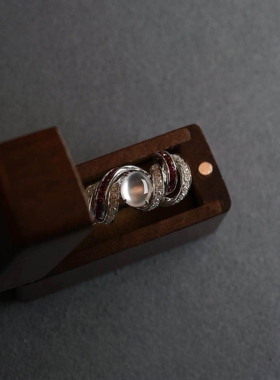 线条蛋面戒指女小众设计显白指环